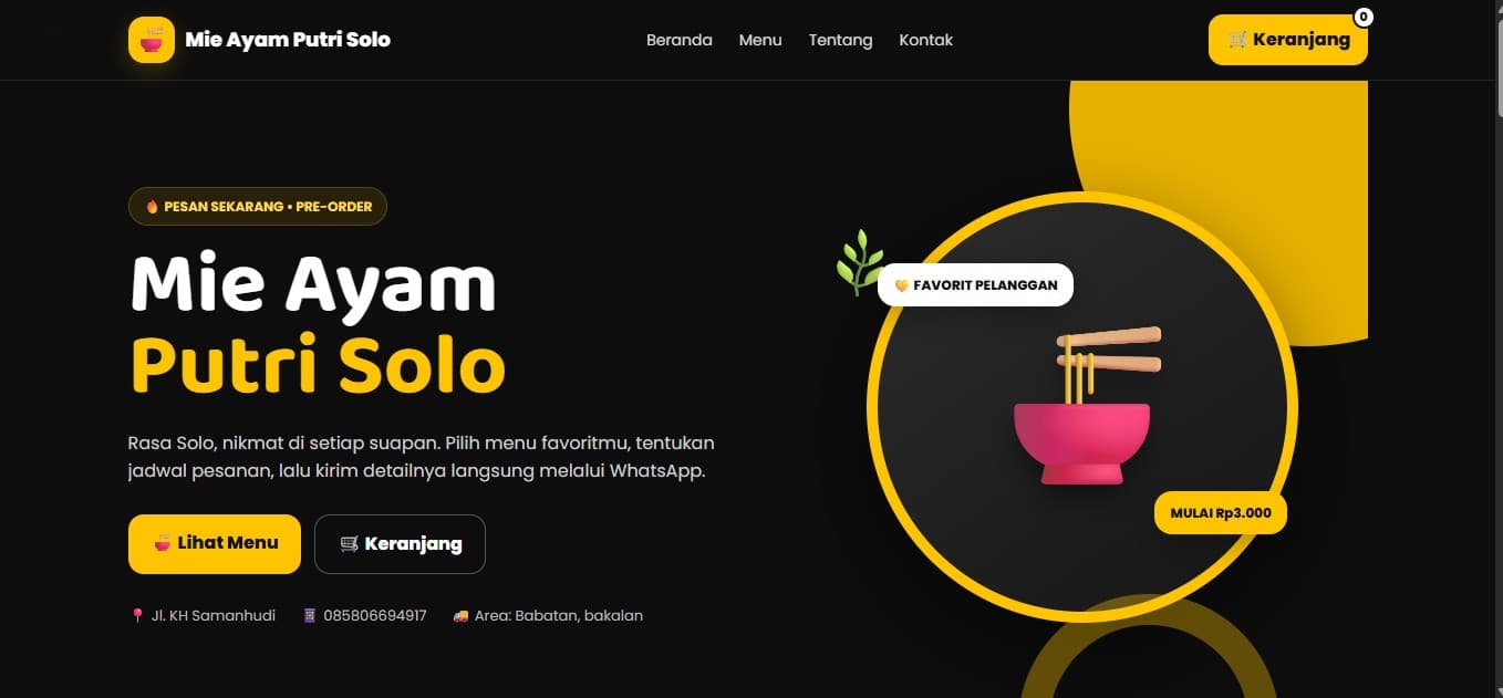 Gambar proyek Website mie ayam